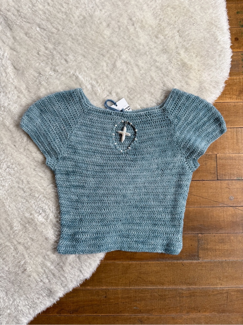 Hand knit pearl top
